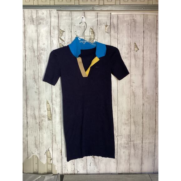Lacoste Women's Navy Blue Polo Collared Dress Short Sleeve Size W15 L29 - Picture 1 of 5